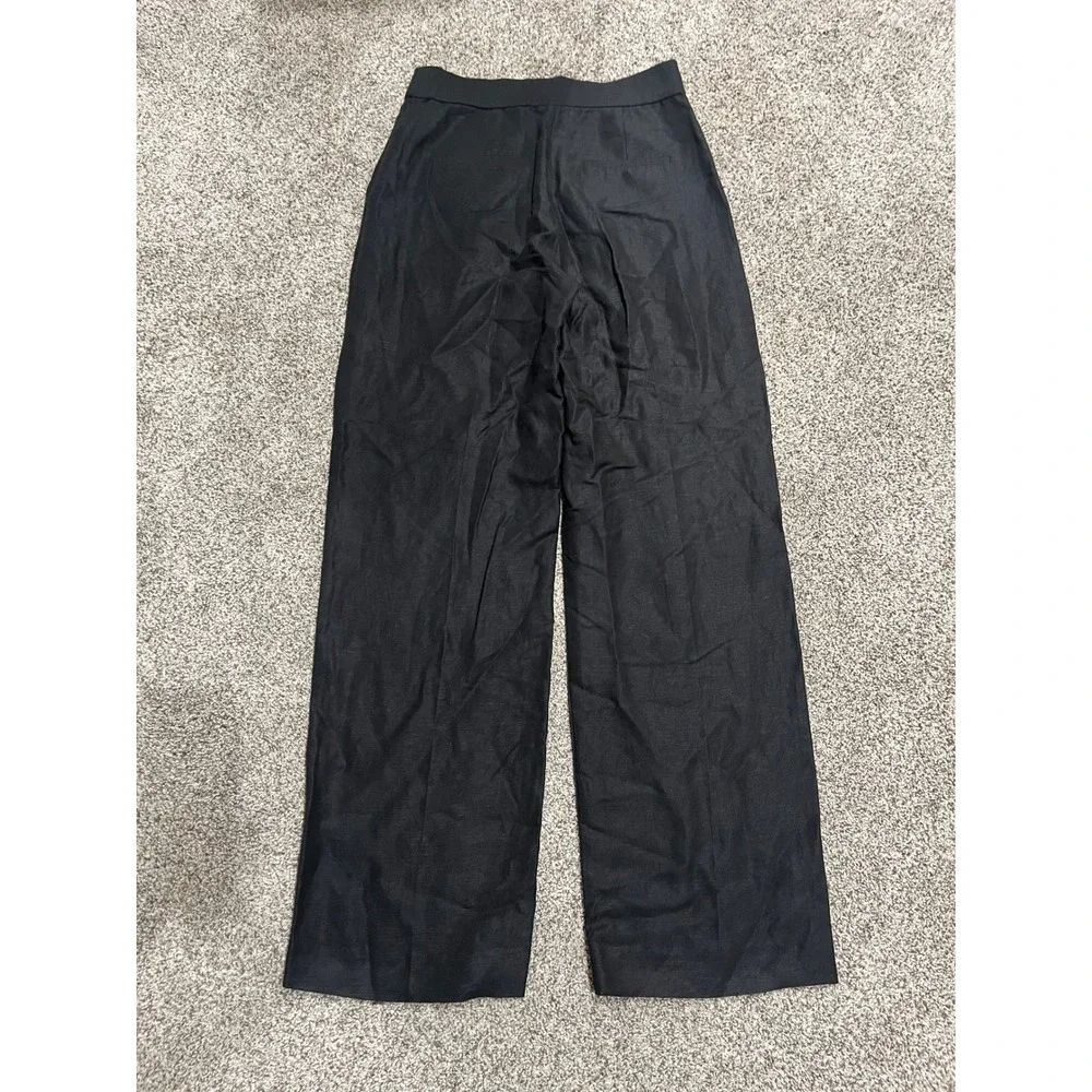 Aritzia The Limitless Pant Black Linen Blend Wide Leg Trousers Size 4